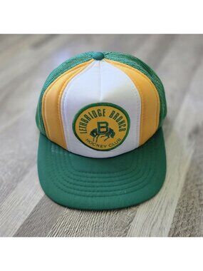 Yupoong One Size Vintage Lethbridge Bronco Hockey Club Trucker Hat Green Yellow